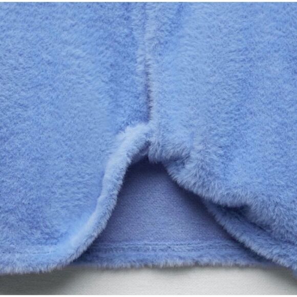 NWT Zara Blue Cut Out Twist Front Soft Fuzzy Crop Top Sweater, Size XS - Picture 11 of 16